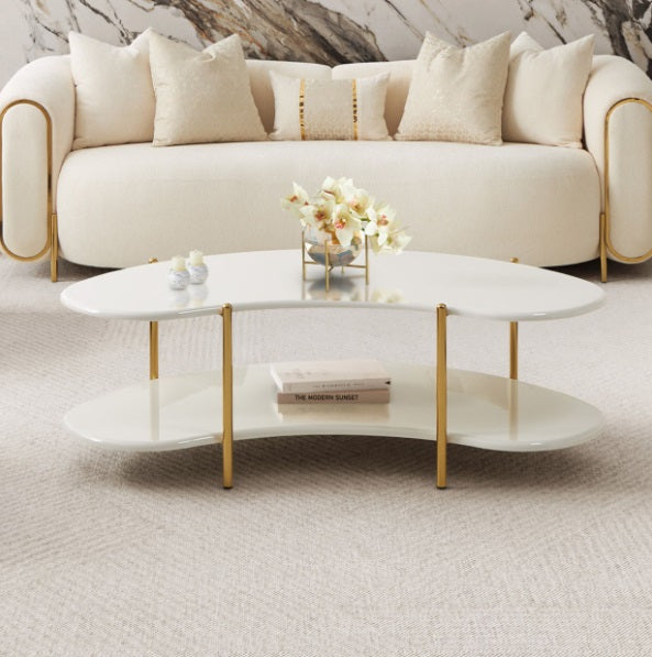 AICO Furniture Sassani Cocktail Table in Pearl White/Gold - Bargain Furniture (Detroit, MI)