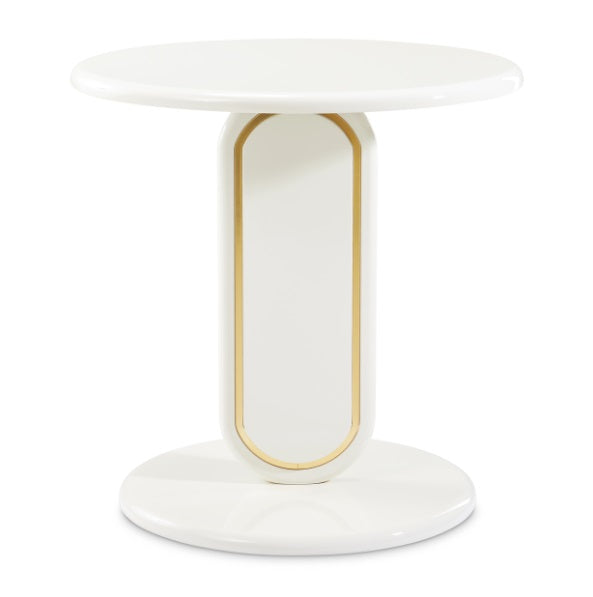 AICO Furniture Sassani End Table in Pearl White/Gold - Bargain Furniture (Detroit, MI)