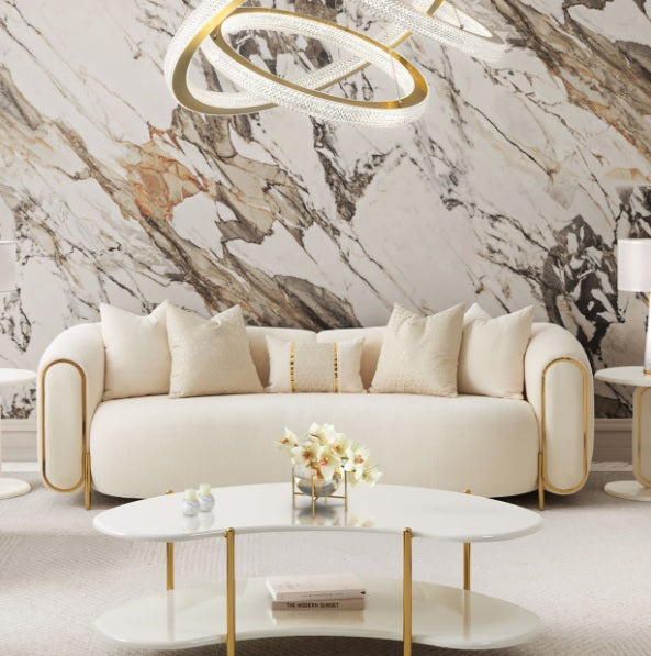 AICO Furniture Sassani Cocktail Table in Pearl White/Gold - Bargain Furniture (Detroit, MI)