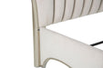 AICO London Place King Upholstered Panel Bed in Creamy Pearl - Bargain Furniture (Detroit, MI)