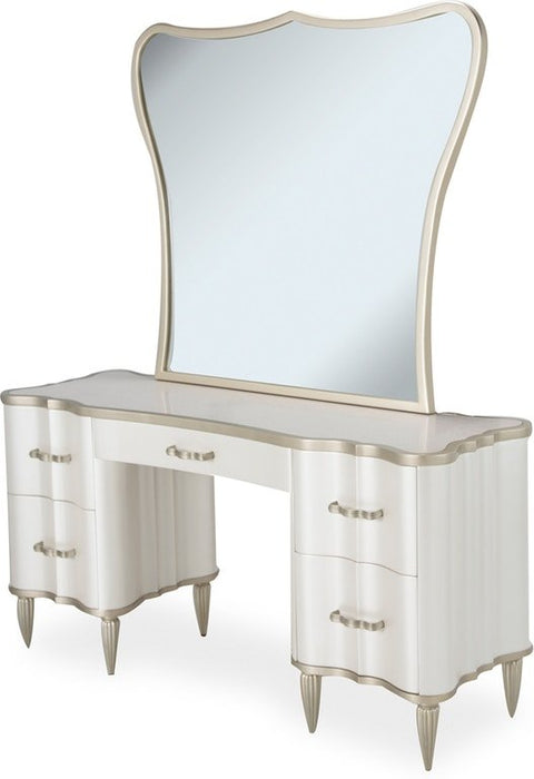 AICO London Place Vanity Mirror in Platinum - Bargain Furniture (Detroit, MI)
