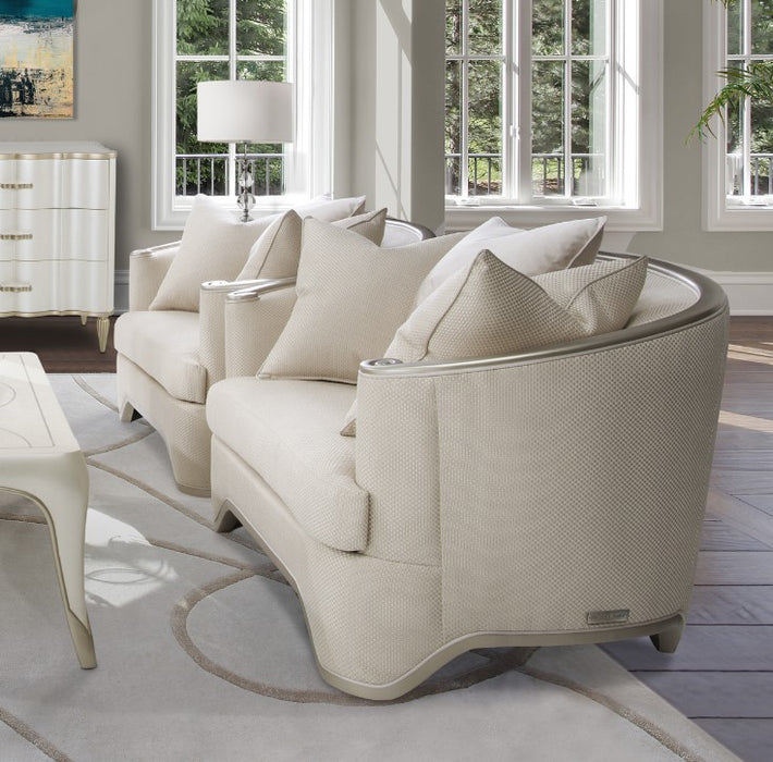 AICO London Place Chair & A Half in Light Champagne - Bargain Furniture (Detroit, MI)