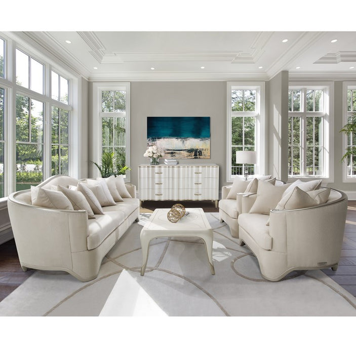 AICO London Place Chair & A Half in Light Champagne - Bargain Furniture (Detroit, MI)