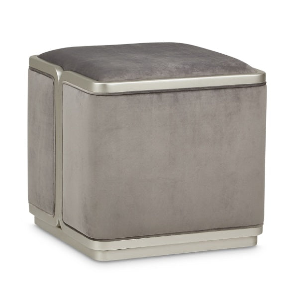 AICO Furniture Linea Ottoman in Silver Mist - Bargain Furniture (Detroit, MI)