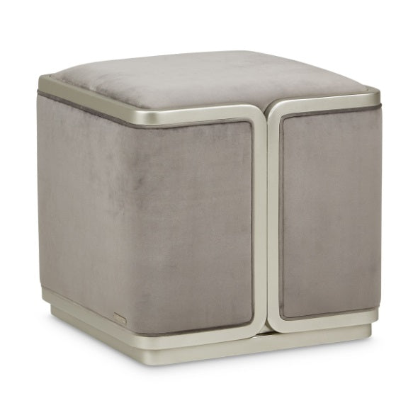AICO Furniture Linea Ottoman in Silver Mist - Bargain Furniture (Detroit, MI)