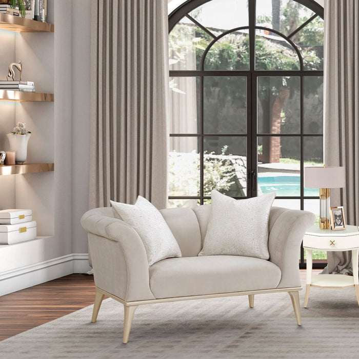 AICO Yvette Chair and A Half in Porcini Medium Champagne - Bargain Furniture (Detroit, MI)