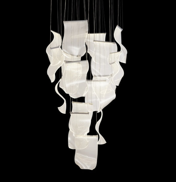 AICO Furniture Lighting Sheer Waves 18 Light Round LED Chandelier with Gold Accent/Chrome - Bargain Furniture (Detroit, MI)