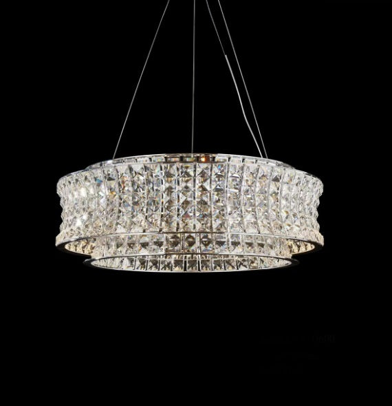 AICO Furniture Lighting Galaxy Large Round LED Chandelier in Chrome - Bargain Furniture (Detroit, MI)