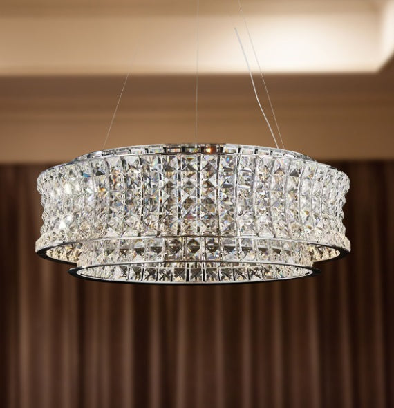 AICO Furniture Lighting Galaxy Large Round LED Chandelier in Chrome - Bargain Furniture (Detroit, MI)