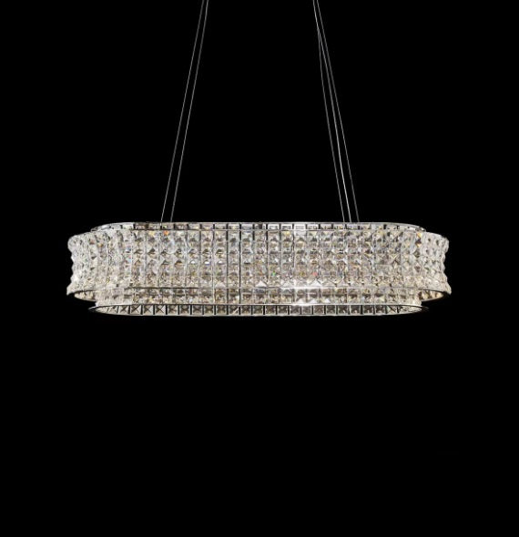 AICO Furniture Lighting Galaxy Oval LED Chandelier in Chrome - Bargain Furniture (Detroit, MI)