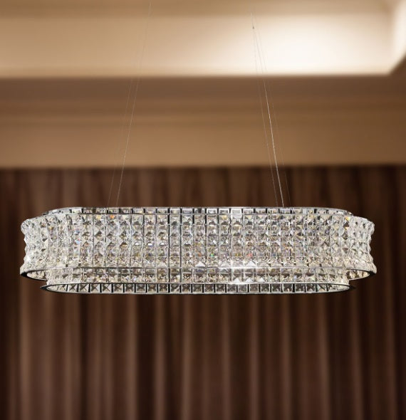 AICO Furniture Lighting Galaxy Oval LED Chandelier in Chrome - Bargain Furniture (Detroit, MI)
