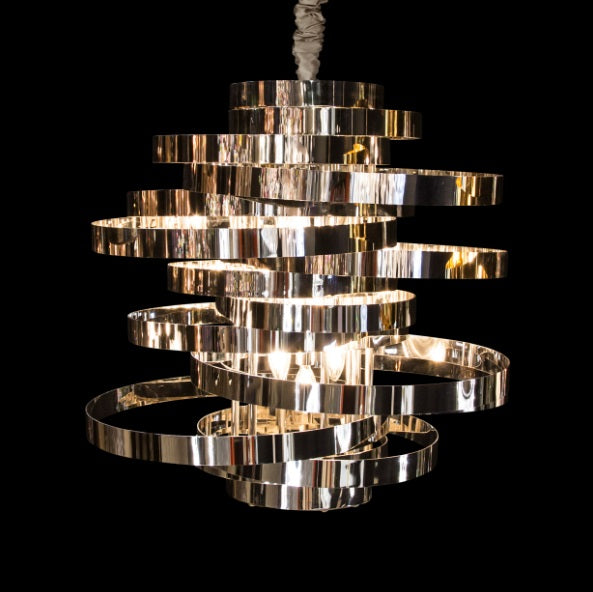 AICO Furniture Lighting Hemispheres 8 Light Chandelier in Silver - Bargain Furniture (Detroit, MI)