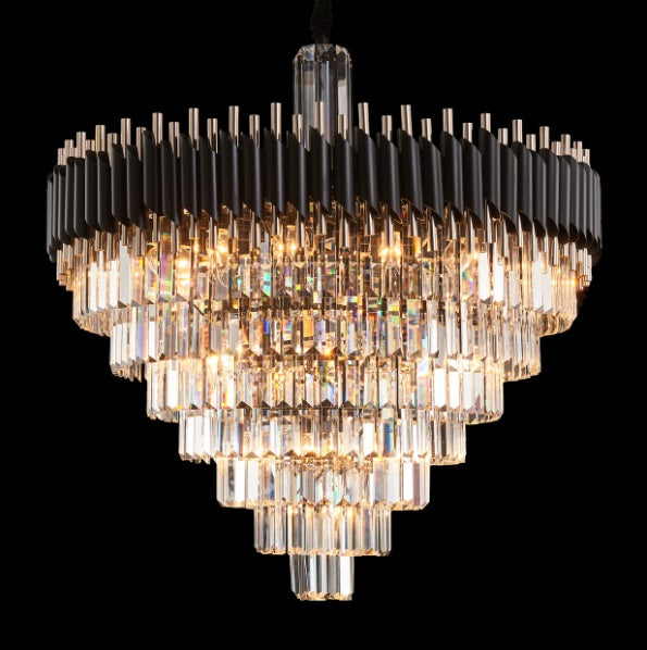 AICO Furniture Lighting Symphony Round 37 Light Chandelier in Clear - Bargain Furniture (Detroit, MI)