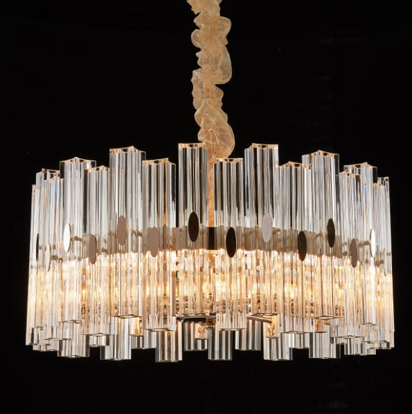 AICO Furniture Lighting Balcony Round 10 Light Chandelier in Clear - Bargain Furniture (Detroit, MI)