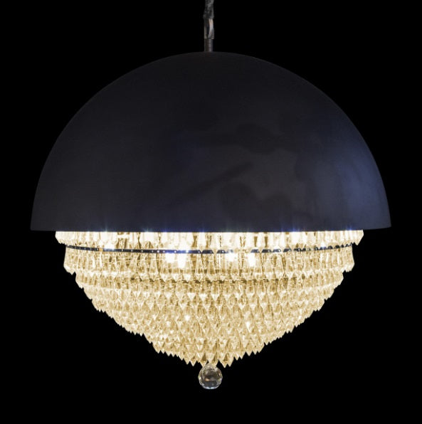 AICO Furniture Lighting Eclipse LED Light Chandelier with Black Dome in Clear - Bargain Furniture (Detroit, MI)