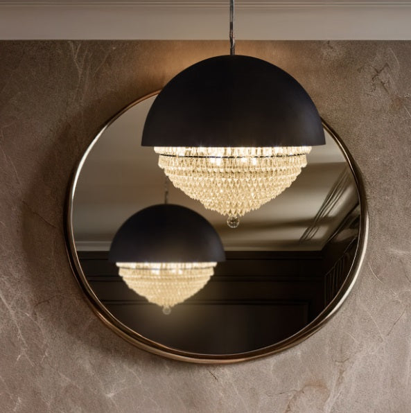 AICO Furniture Lighting Eclipse LED Light Chandelier with Black Dome in Clear - Bargain Furniture (Detroit, MI)