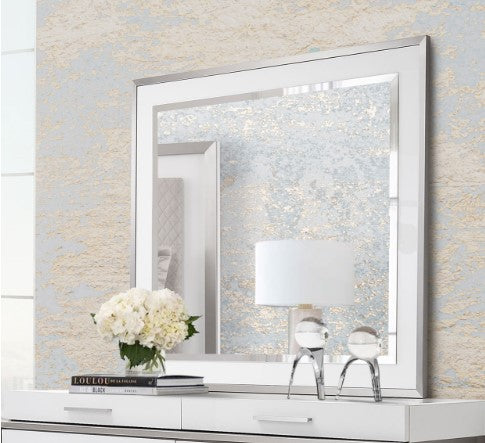 AICO Marquee Wall Mirror in Cloud White - Bargain Furniture (Detroit, MI)