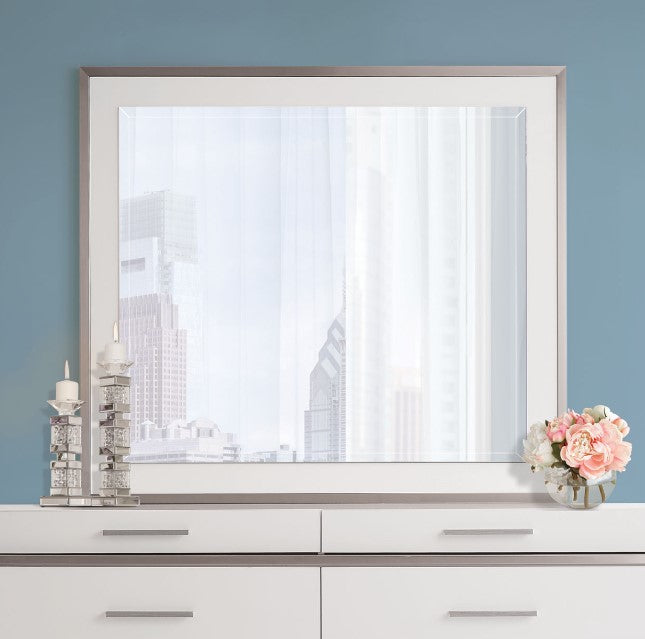 AICO Marquee Wall Mirror in Cloud White - Bargain Furniture (Detroit, MI)