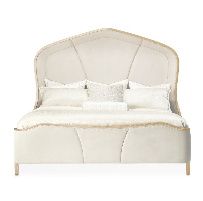 AICO Malibu Crest Cal King Curved Panel Bed in Chardonnay - Bargain Furniture (Detroit, MI)