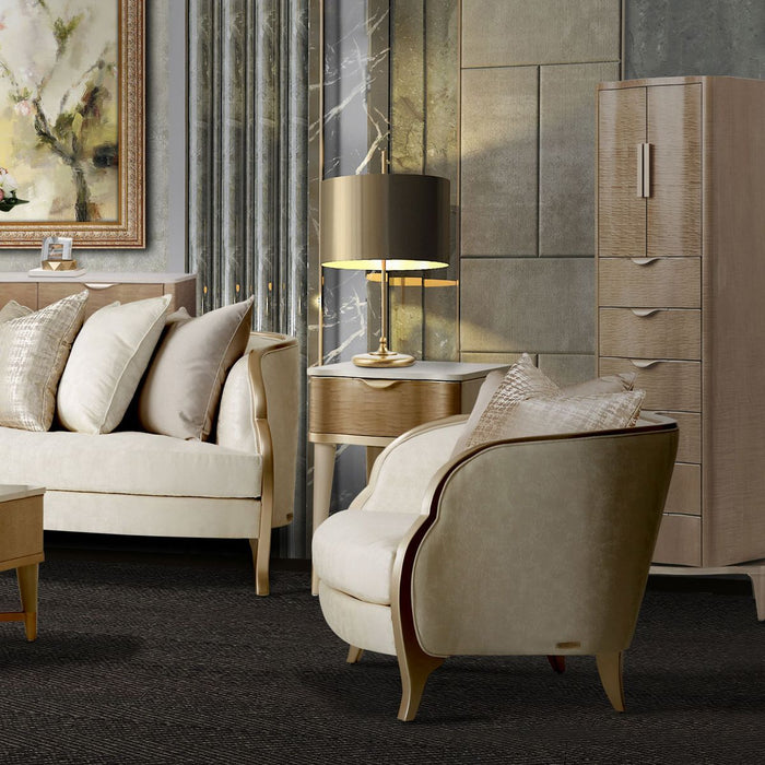 AICO Malibu Crest Chair & A Half in Chardonnay - Bargain Furniture (Detroit, MI)