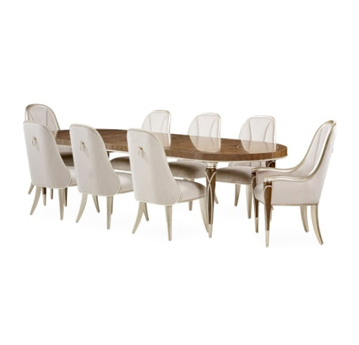 AICO Villa Cherie 4 Leg Oval Dining Table in Hazelnut - Bargain Furniture (Detroit, MI)