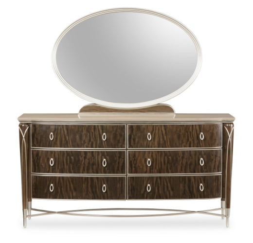 AICO Villa Cherie Dresser Mirror in Hazelnut - Bargain Furniture (Detroit, MI)