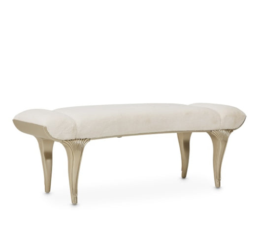 AICO Villa Cherie Tufted Bed Bench in Hazelnut - Bargain Furniture (Detroit, MI)