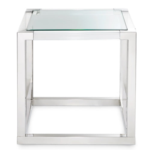 AICO Furniture State St. Square End Table in Stainless Steel - Bargain Furniture (Detroit, MI)