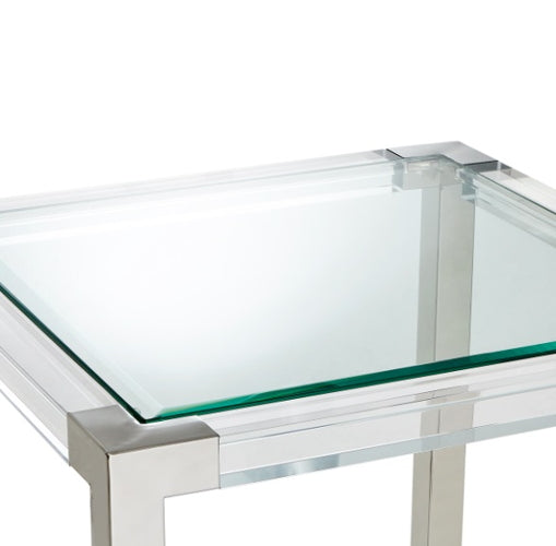 AICO Furniture State St. Square End Table in Stainless Steel - Bargain Furniture (Detroit, MI)