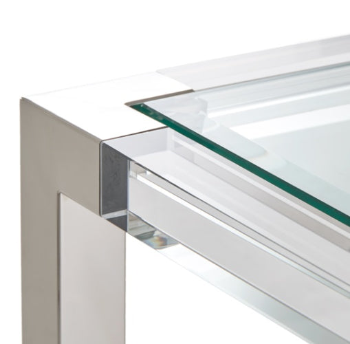 AICO Furniture State St. Square End Table in Stainless Steel - Bargain Furniture (Detroit, MI)