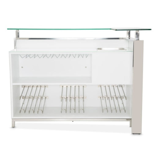AICO Furniture State St. Bar Table in Glossy White - Bargain Furniture (Detroit, MI)