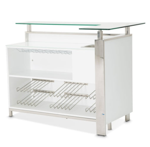 AICO Furniture State St. Bar Table in Glossy White - Bargain Furniture (Detroit, MI)
