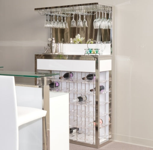 AICO Furniture State St. Wall Bar in Glossy White - Bargain Furniture (Detroit, MI)