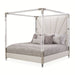AICO Penthouse/Lanterna King Canopy Channel Tufted Upholstered Bed in Silver Mist - Bargain Furniture (Detroit, MI)