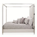 AICO Penthouse/Lanterna King Canopy Channel Tufted Upholstered Bed in Silver Mist - Bargain Furniture (Detroit, MI)