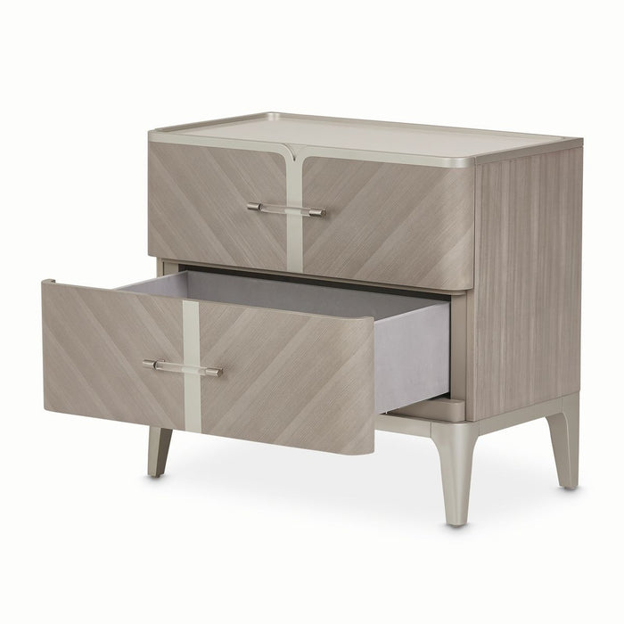 AICO Lanterna Nightstand in Silver Mist - Bargain Furniture (Detroit, MI)
