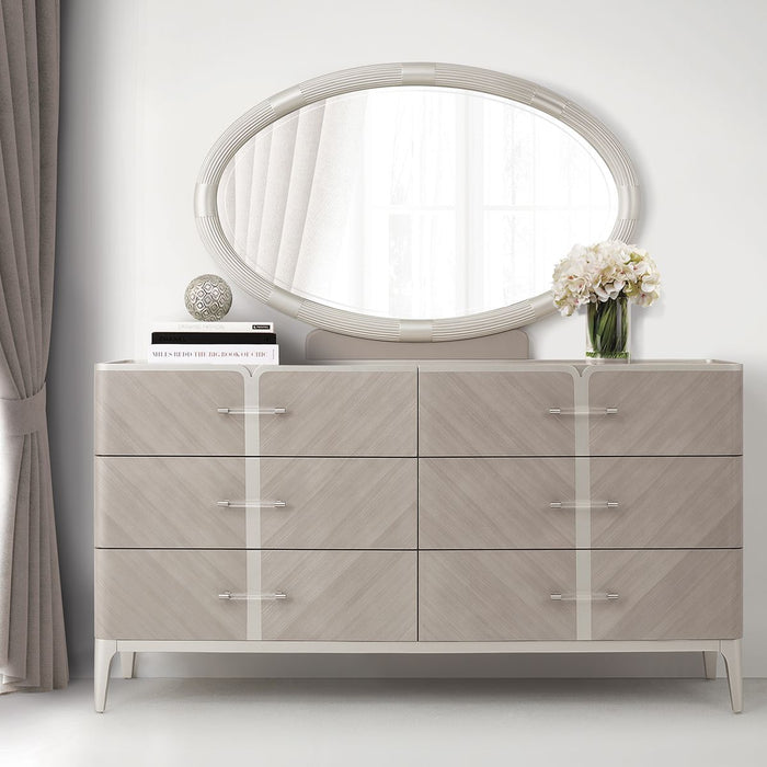 AICO Lanterna Dresser Mirror in Silver Mist - Bargain Furniture (Detroit, MI)