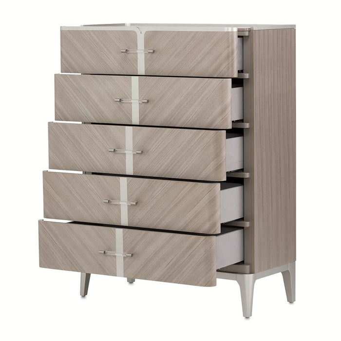 AICO Lanterna Highboy Chest in Silver Mist - Bargain Furniture (Detroit, MI)