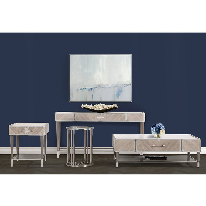 AICO Lanterna Chairside Table in Silver Mist - Bargain Furniture (Detroit, MI)