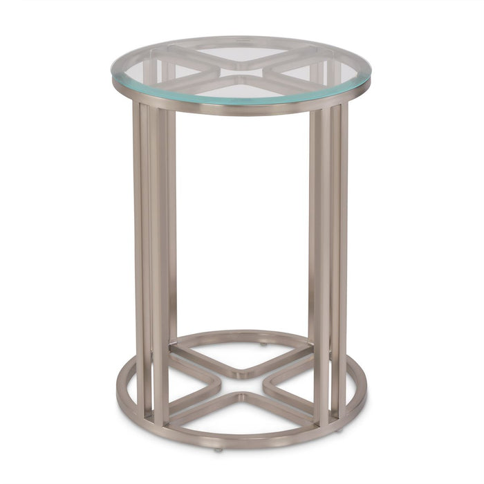 AICO Lanterna Chairside Table in Silver Mist - Bargain Furniture (Detroit, MI)