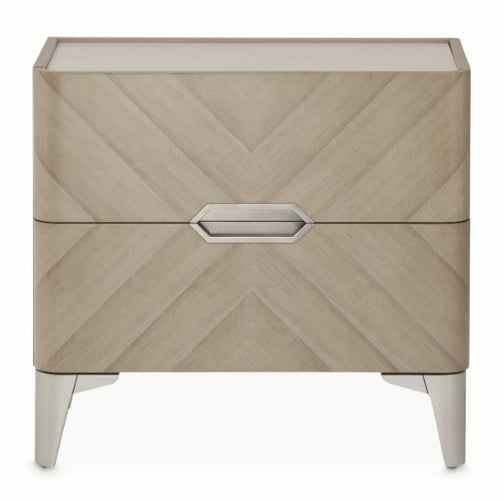 AICO Furniture Penthouse Nightstand in Ash Gray - Bargain Furniture (Detroit, MI)