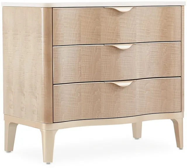 AICO Malibu Crest 3 Drawer Nightstand in Blush - Bargain Furniture (Detroit, MI)
