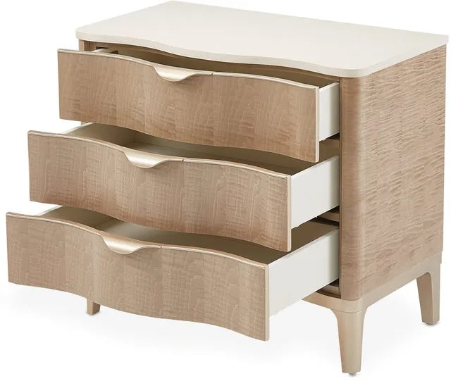 AICO Malibu Crest 3 Drawer Nightstand in Blush - Bargain Furniture (Detroit, MI)