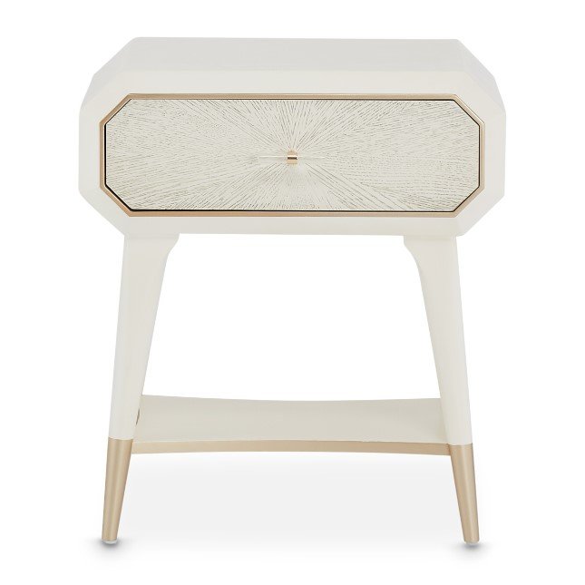 AICO La Rachelle Nightstand/End Table 1 Drawer in Medium Champagne - Bargain Furniture (Detroit, MI)