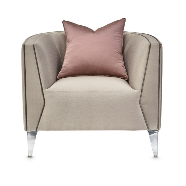 AICO Furniture Linea Matching Chair Metallic in Silver Mist - Bargain Furniture (Detroit, MI)