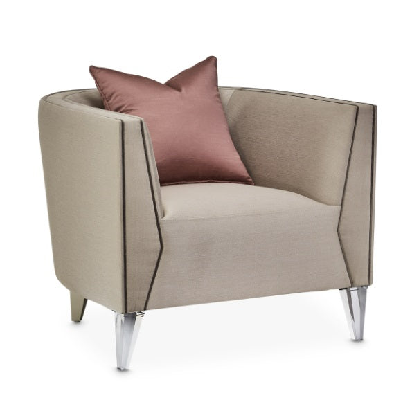 AICO Furniture Linea Matching Chair Metallic in Silver Mist - Bargain Furniture (Detroit, MI)