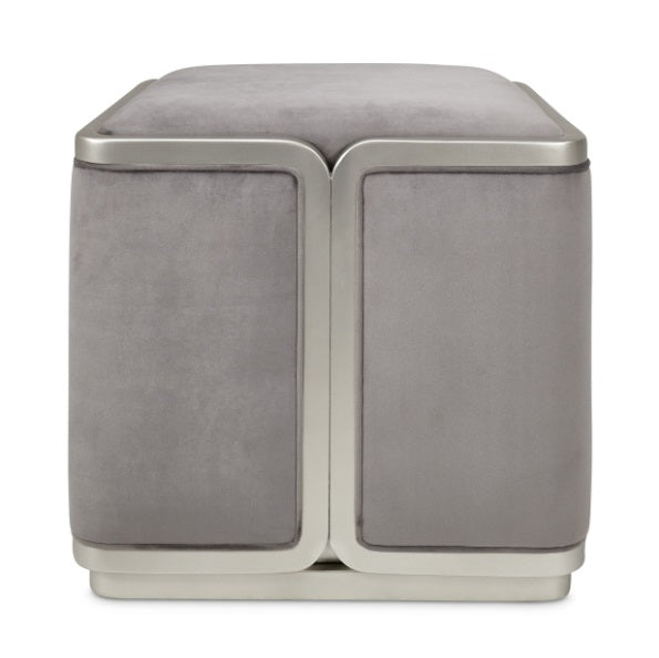 AICO Furniture Linea Linea Ottoman Gray Pearl in Silver Mist - Bargain Furniture (Detroit, MI)