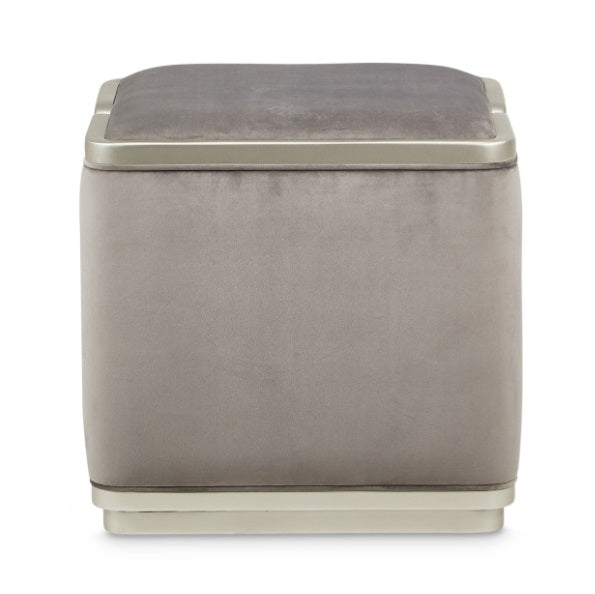 AICO Furniture Linea Linea Ottoman Gray Pearl in Silver Mist - Bargain Furniture (Detroit, MI)