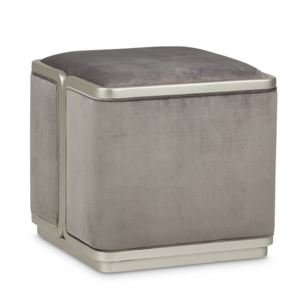 AICO Furniture Linea Linea Ottoman Gray Pearl in Silver Mist - Bargain Furniture (Detroit, MI)