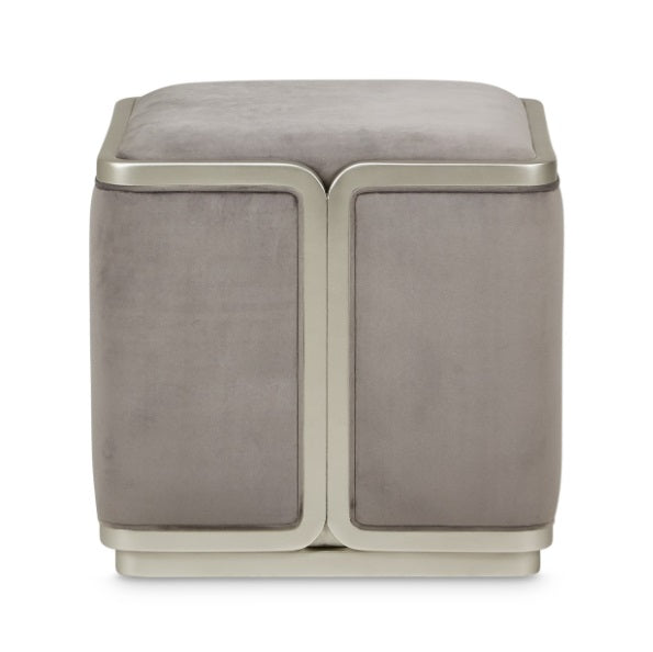 AICO Furniture Linea Linea Ottoman Gray Pearl in Silver Mist - Bargain Furniture (Detroit, MI)